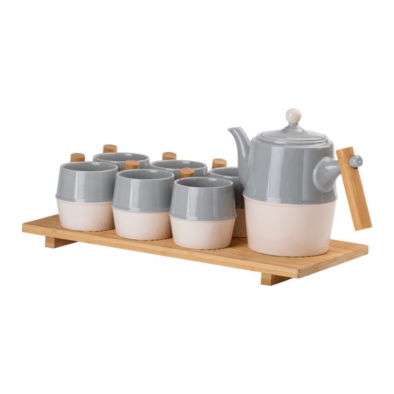 Чайный набор на 6 персон с бамбуковой подставкой серый HP-15-22 | Зображення 3