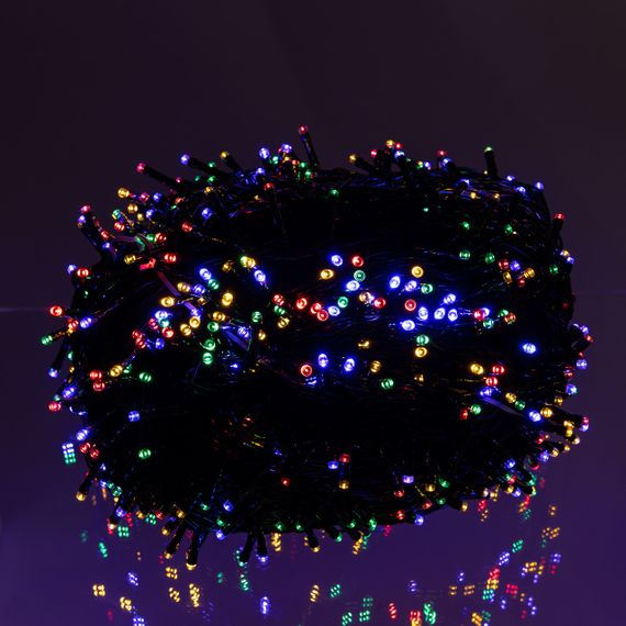 Новорічна гірлянда вулична 100 м 1000 LED з сонячною батареєю чорний провід Мультиколір SB1000L100MBML