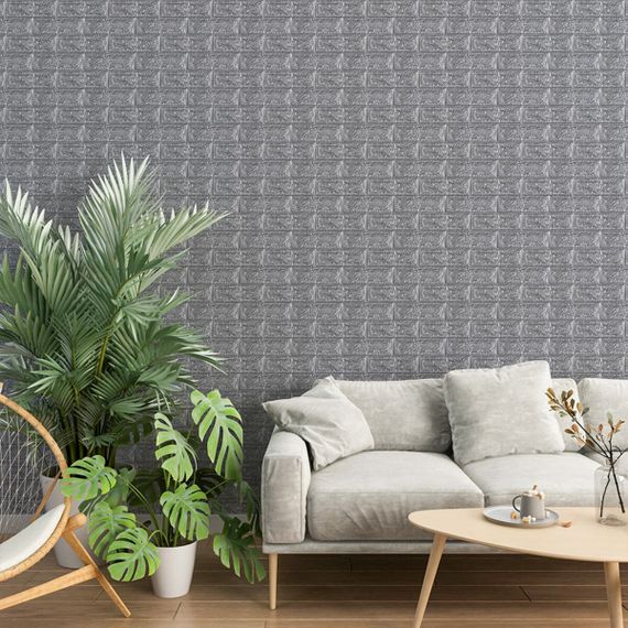 3D панель самоклеюча цегла Срібло 700х770х7мм (017-7) SW-00000059 | Зображення 4