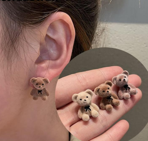 Серьги гвоздики  Пушистый мишка Новинка 2024!