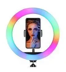 Кольцевая светодиодная лампа RGB LED RING MJ33/ 33 см с креплением для телефона | Зображення 4