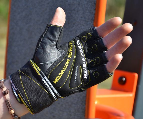 Рукавички для фітнесу Power System PS-2810 Ultimate Motivation Black/Yellow Line L | Зображення 4