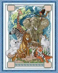 Набір для вишивання за нанесеною на канву схемою "Animal".AIDA 14CT printed , 37*48 см