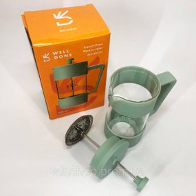 Заварний чайник скляний з ручкою, Френч-прес з поршнем, Скляний чайник для кави та чаю QL-45