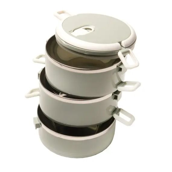 Ланч-бокс Supretto трисекційний круглий із нержавіючої сталі 1500 мл | Зображення 1