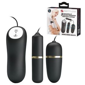 Виброяйцо с вибропулей - Pretty Love Electric Stimulation Double Vibro-Bullets Black sexstyle