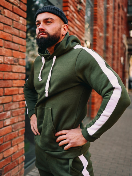 Костюм Лампас Зима хаки-белый XL