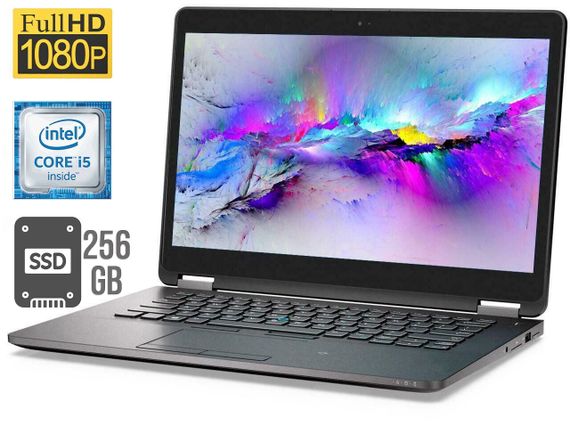 Ультрабук Б-клас Dell Latitude E7470 / 14" (1920x1080) IPS / Intel Core i5-6300U (2 (4) ядра по 2.4 - 3.0 GHz) / 8 GB DDR4 / 256 GB SSD / Intel HD Graphics 520 / WebCam / HDMI / miniDP / Windows 10 ліцензія б/в