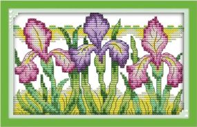 Набір для вишивання за нанесеною на канву схемою "Gorgeous iris". AIDA 14CT printed 20*14 см