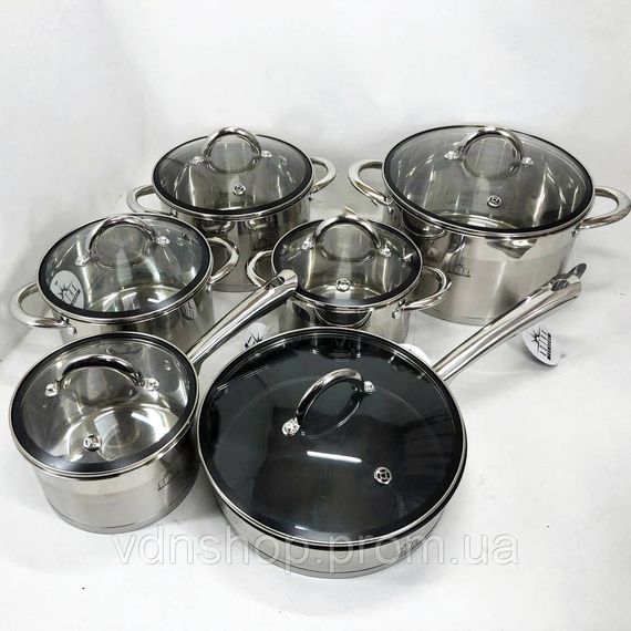 Набір каструль для дому з антипригарним покриттям 12 предметов ASTRA A-2412, Набір посуду каструлі RD-93 | Зображення 6