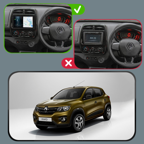 Штатная магнитола Lesko для Renault KWID 2015-н.в. экран 9" 4/32Gb/ 4G/ Wi-Fi/ CarPlay GPS Premium | Зображення 2