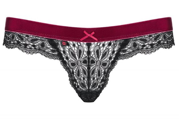 Стрінги OBSESSIVE Rossita thong S / M, Черный/Бордовый, S/M | Зображення 3