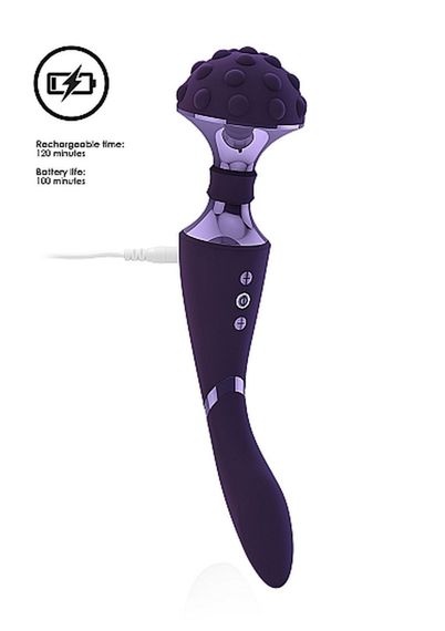 Універсальний вібромасажер Vive Shiatsu Double Bendable Massager Wand, фіолетовий | Зображення 3