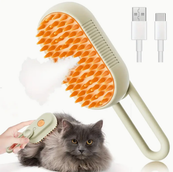 Парова масажна щітка для собак і кішок, для догляду за шерстю, бежева | Зображення 3