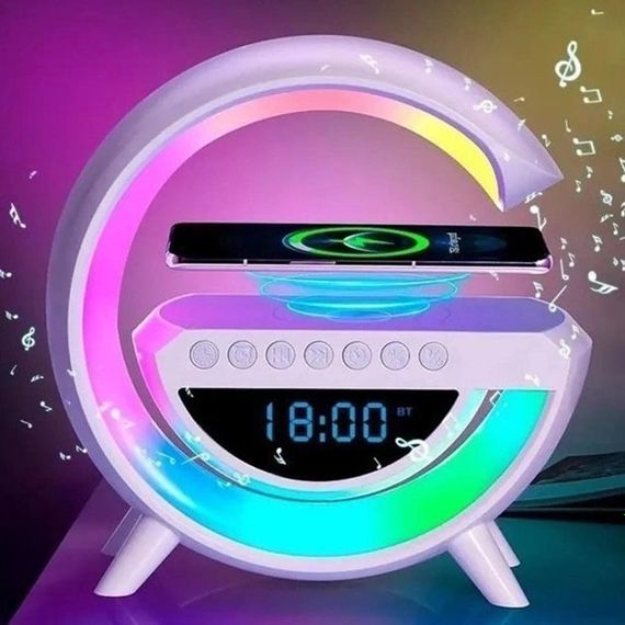 Настільна смарт лампа-нічник G-Smart BT-3401 з бездротовою зарядкою, колонкою BW-347 та годинником | Зображення 2