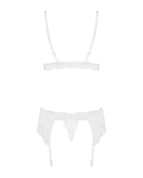 Мереживний комплект білизни Obsessive 810-SEG-1 S/M White, бюстгальтер, стрінги, пояс для панчіх | Зображення 5