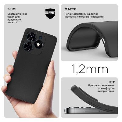 Чехол для мобильного телефона Armorstandart Matte Slim Fit Tecno Spark 20C (BG7n) Camera cover Black (ARM73575) | Зображення 2