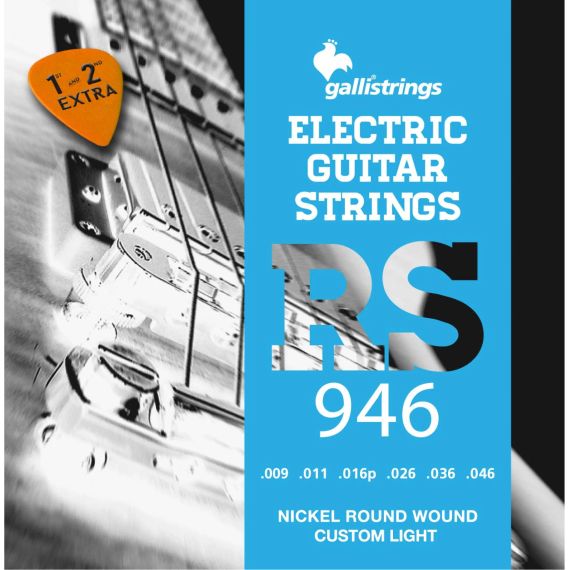Струни для електрогітари Gallistrings RS946 (.009-.046), CUSTOM LIGHT, Nickel
