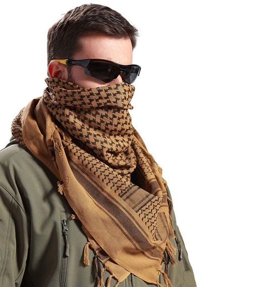 Хустка шарф арафатка, шемаг, куфія 110см - Black/Khaki | Зображення 2