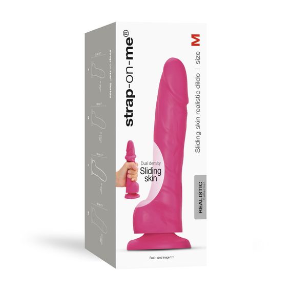 Реалістичний фалоімітатор Strap-On-Me Sliding Skin Realistic Dildo Fuchsia M, ефект рухливої шкіри | Зображення 6