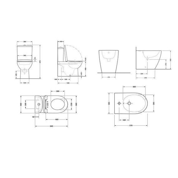 Акционный набор: унитаз напольный Robin Ultra Quiet QT13226083AMB 660x360x855 Black + Биде напольное Robin QT13442141CMB | Зображення 1
