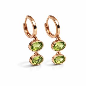 Серьги из красного золота с хризолитами S-0364