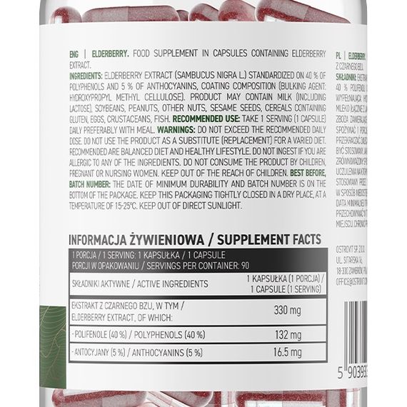 Бузина OstroVit Elderberry 90 Veg Caps | Зображення 1