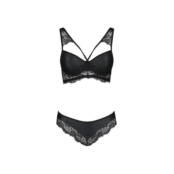 Комплект з еко-шкіри та мережива Loona Set black L/XL - Passion, бра і трусики, L/XL | Зображення 4