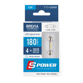 10214X2 BREVIA Лампа світлодіодна Brevia S-Power C5W (C10W) T11x36 180Lm 4x2835SMD 12V CANbus, 2шт.