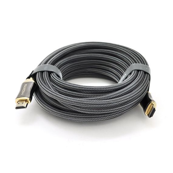 Кабель VEGGIEG HX-5 HDMI-HDMI 2K * 4K, 5m, v2,0, OD-7.0mm, круглий, обплетення, Black, коннектор Black-Gold, Пакет