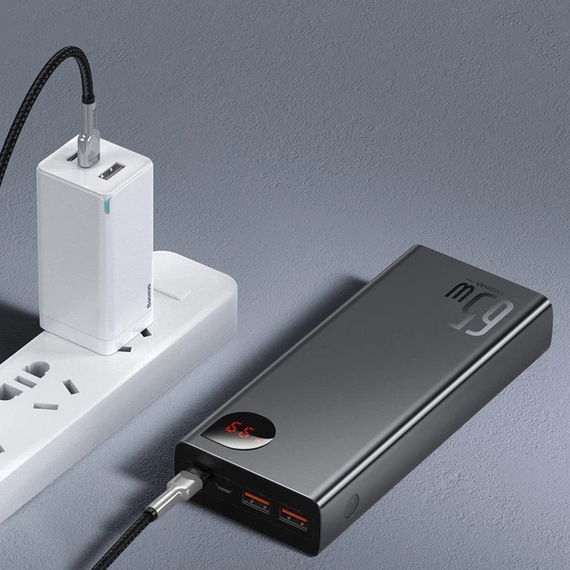 Повербанк Baseus Adaman Metal Digital Display Quick Charge Power Bank 20000mAh 65W Черный | Зображення 4