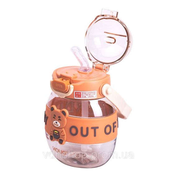 Пляшка для води дитяча з трубочкою 580 мл з ручкою та ремінцем HP-14-37BR | Зображення 2