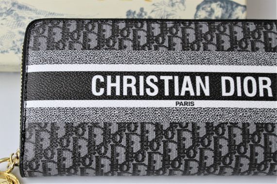Жіночий місткий гаманець Christian Dior сіро-чорний | Зображення 1