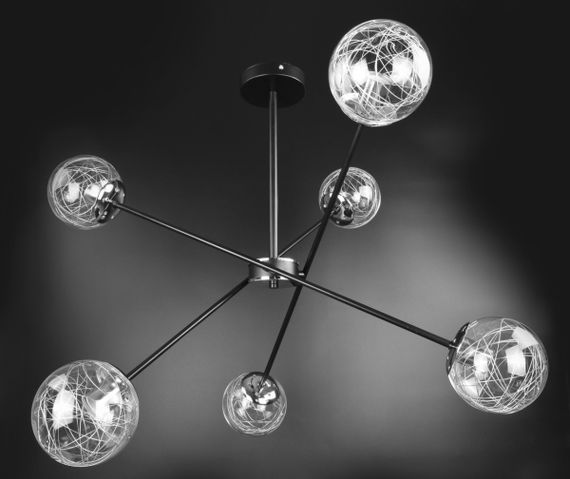 Люстра стельова на 6 лампочок 26243 Чорний 35-85х82х82 см. | Зображення 1