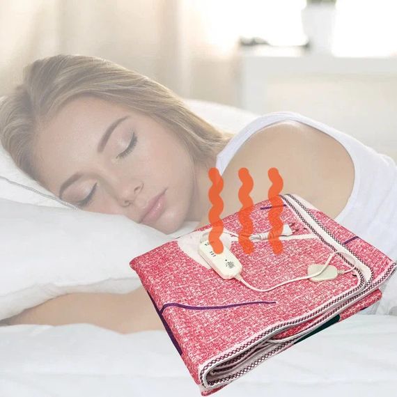 Электропростынь Electric Blanket 7421 150×170 см с 2 режимами подогрева, розовая с сердечками | Зображення 3