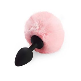 Силіконова анальна пробка М Art of Sex - Silicone Butt plug Rabbit Tail Pink, діаметр 3,5 см