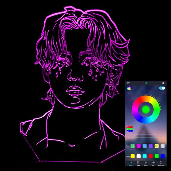 Акриловый светильник-ночник управление с телефона BTS Ким Тэхён "V" tty-n001044