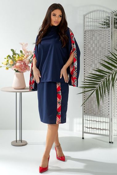 Костюм женский классический, цвет сине-красный, 257R322-2