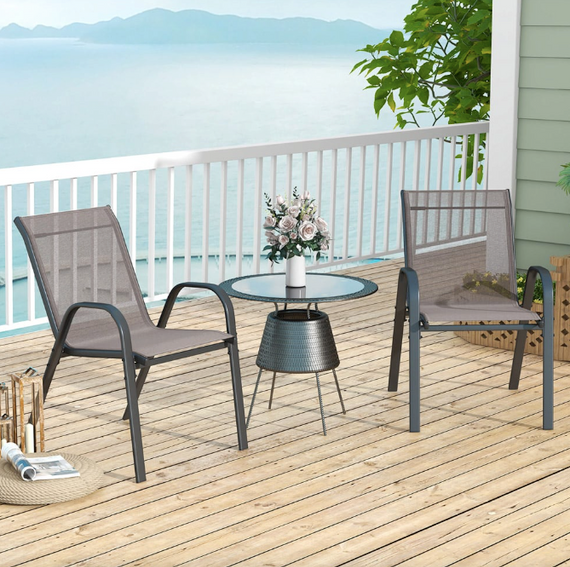 Комплект садових стільців Costway Patio з підлокітниками сірий