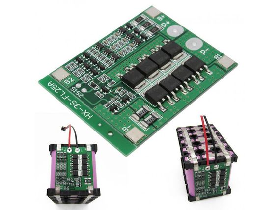 BMS 3S Контроллер заряда разряда (плата защиты) 25A 12.6V Li-Ion 18650 HX-3S-FL25A | Зображення 2