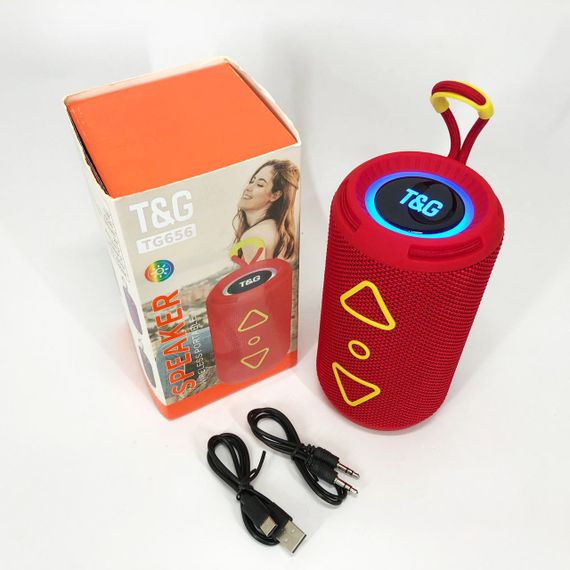 Bluetooth колонка портативная TG656 FM-радио, аккумуляторная колонка для музыки. Цвет: красный | Зображення 6