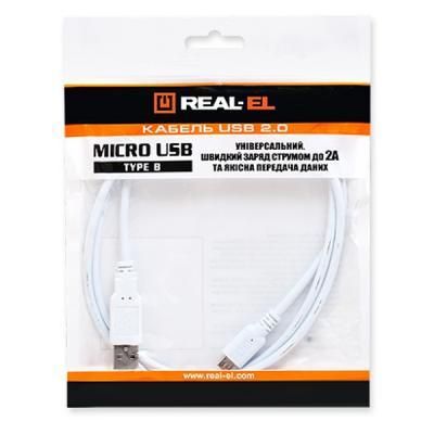 Дата кабель USB 2.0 AM to Micro 5P 0.6m Pro white REAL-EL (EL123500022) | Зображення 1