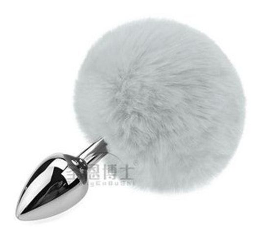 Анальная пробка с хвостом SKN-Z39 Light grey ( размер XS ) sexstyle