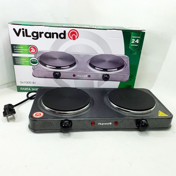 Плитка двухкомфорочная электрическая ViLgrand, Электроплита настольная бытовая, Дисковая плита для дома CV-75 | Зображення 1