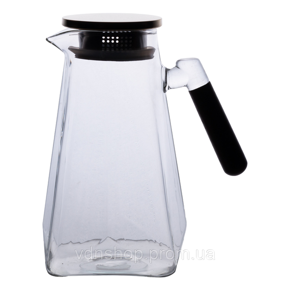 Заварник стеклянный для чая 2 л чайник для заваривания с ручкой прозрачный HP-34-32 | Зображення 5