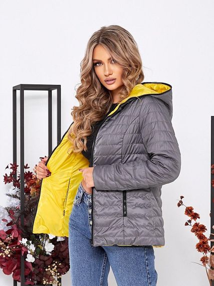 Куртка двостороння, арт.185, сірий / жовтий