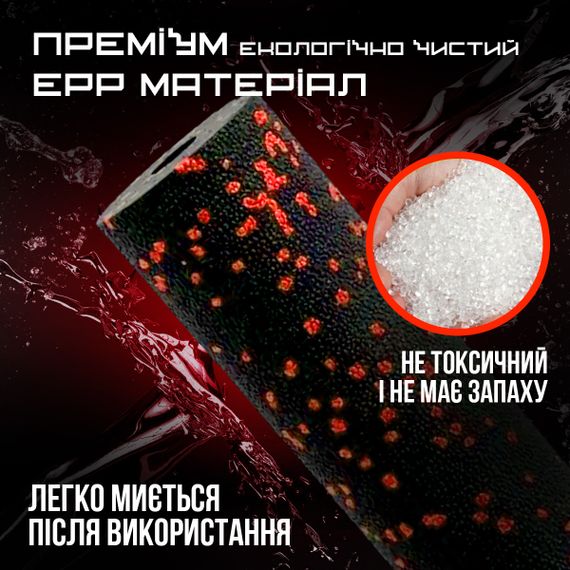 Массажный ролик (роллер) гладкий Паверплей PP-4346 Mini EPP Foam Roller Черно/Красный (15x5,3см.) | Зображення 6