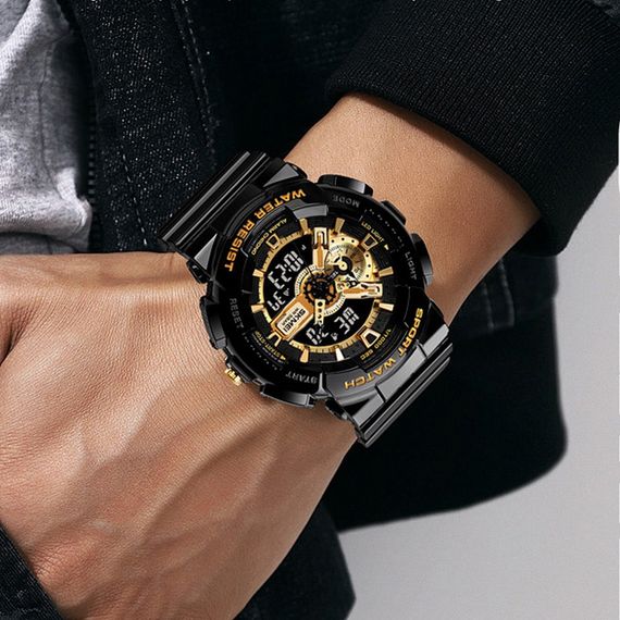 Чоловічий годинник Skmei 1688 Black-Gold | Зображення 1