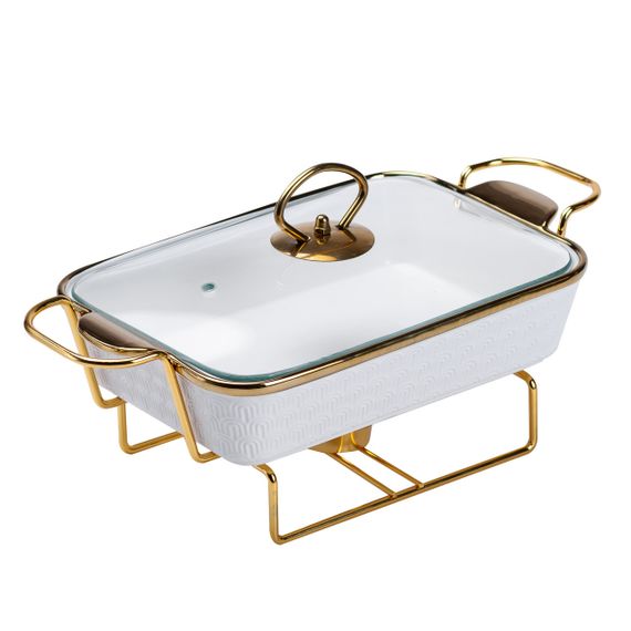 Мармит фарфоровый на 1 литр на металической подставке HP1013 | Зображення 1