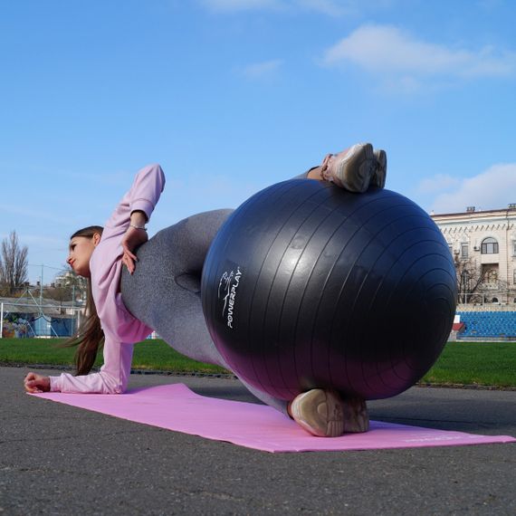 М'яч для фітнесу (фітбол) PowerPlay 4001 Ø65 cm Gymball  Чорний + помпа | Зображення 3